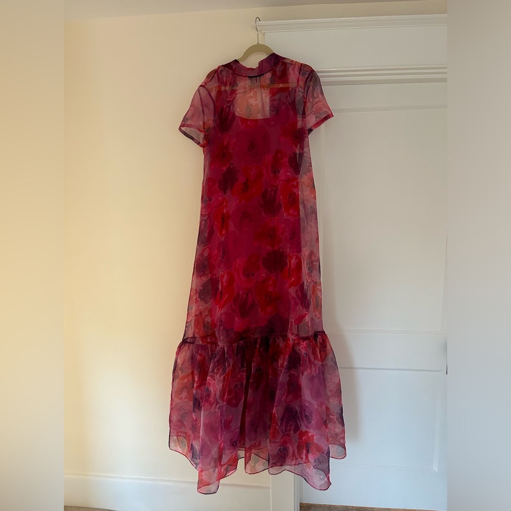Staud Calluna Dress | Magenta Painted Floral - WORN ONCE - XL